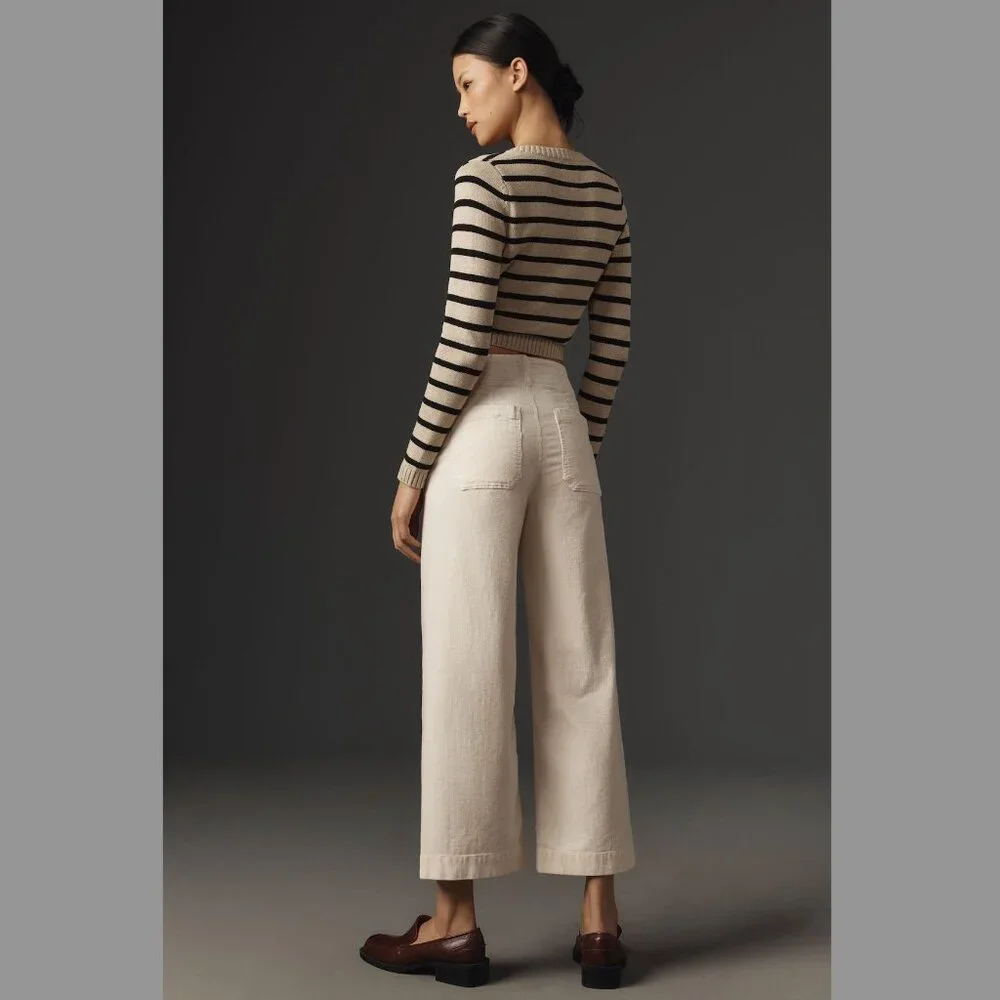 Anthropologie Maeve Colette Cropped Wide-Leg Corduroy Pants - Picture 2 of 11